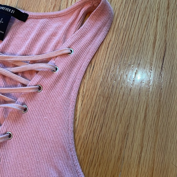 Forever21 Pink Criss Cross Sexy Front Detail Sleeveless Tank Midi Bodycon Dress - Picture 5 of 6